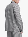 Casual Friday August Linen Mix Striped Overshirt, Dark Navy