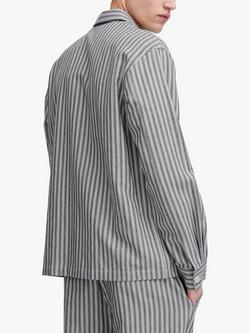Casual Friday August Linen Mix Striped Overshirt, Dark Navy - view 2, Dark Navy