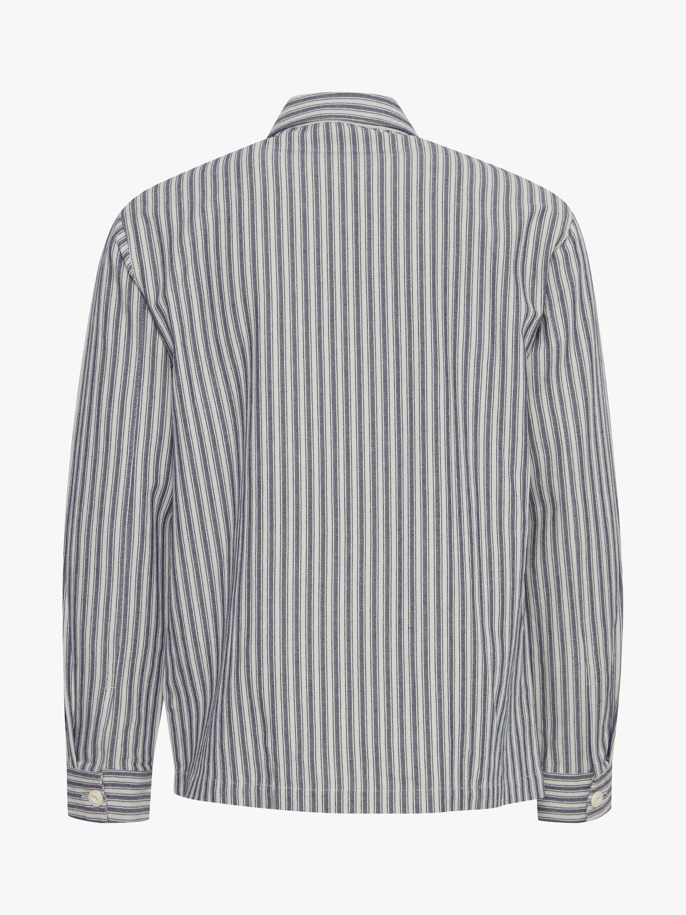 Casual Friday August Linen Mix Striped Overshirt, Dark Navy, S