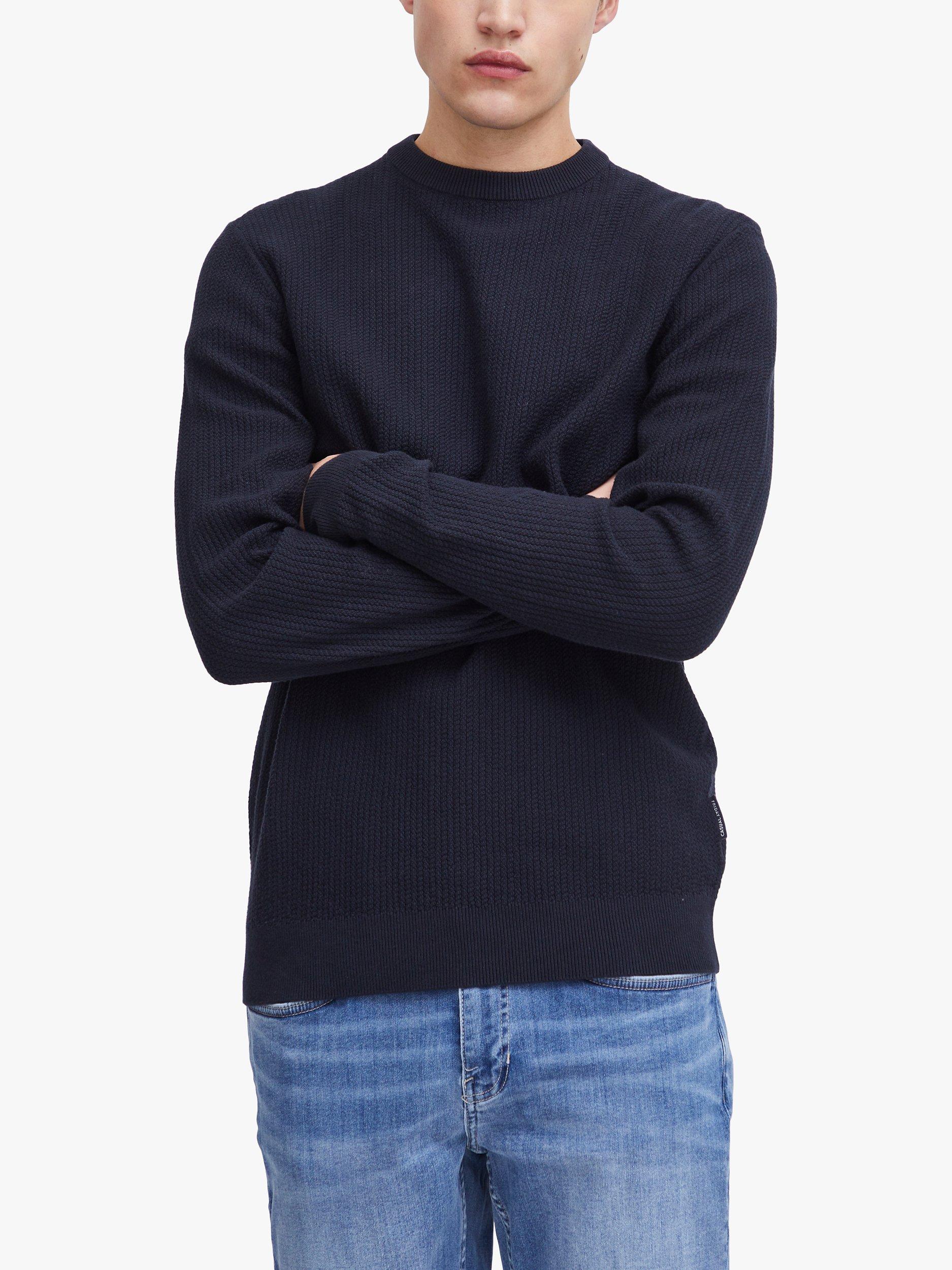 Casual Friday Karl Long Sleeve Crew Neck Knit Jumper, Dark Navy