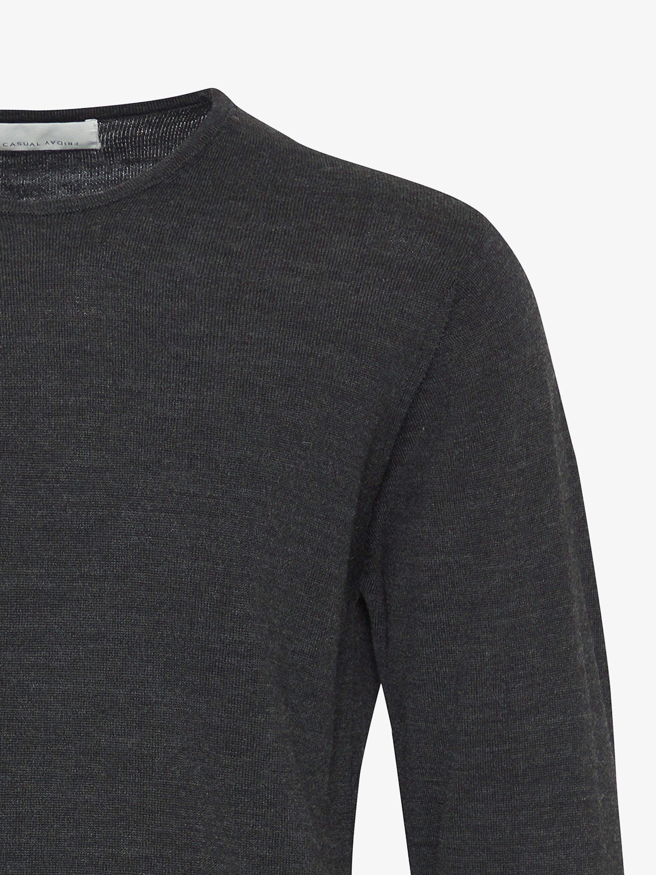Product image 6 of 6, which shows Casual Friday Kent Lightweight Merino Crew Neck Knit, Dark Grey Melange, S