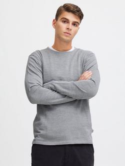 Casual Friday Kent Lightweight Merino Crew Neck Knit, Light Grey Melange