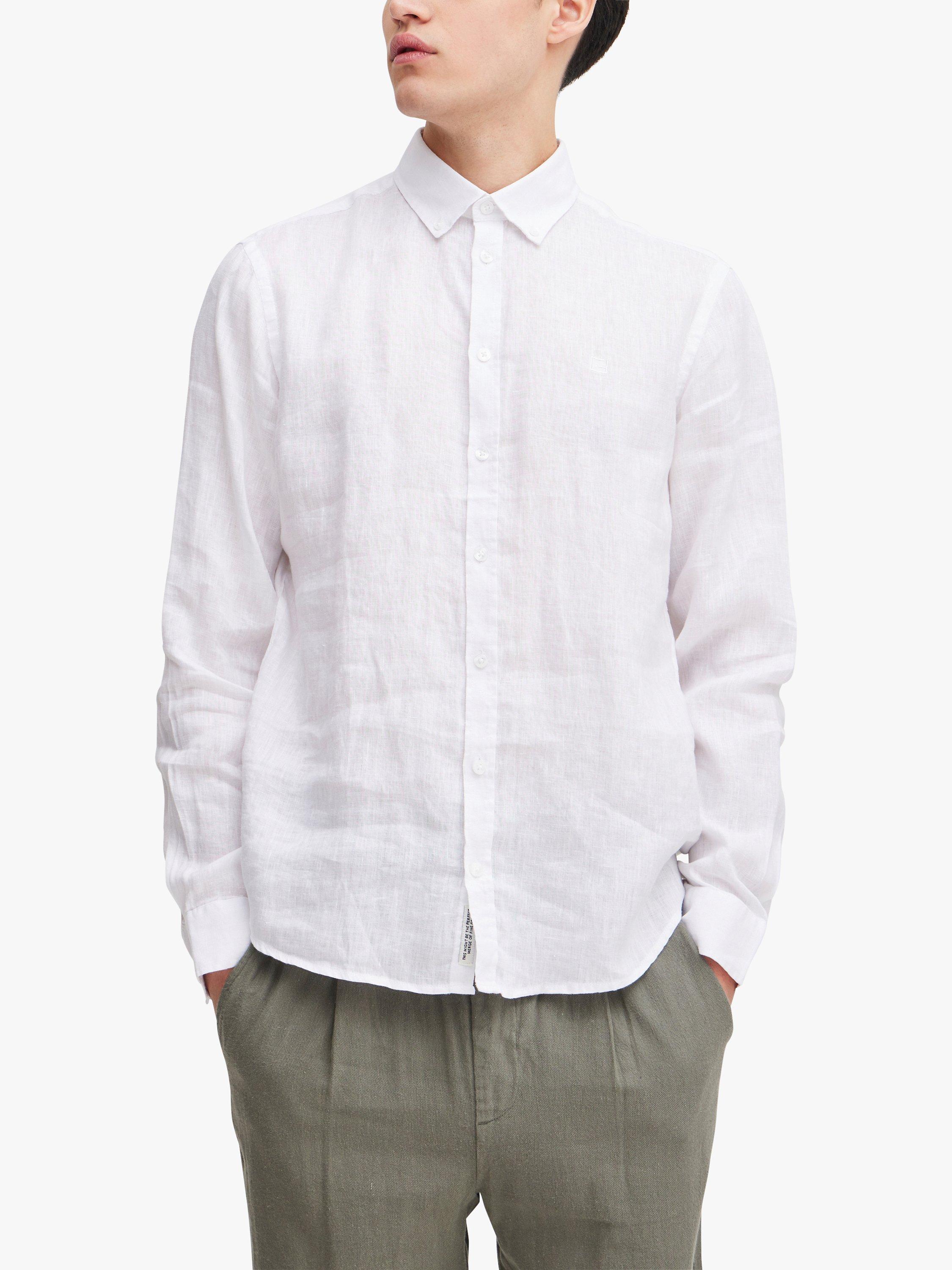 Product image 1 of 7, which shows Casual Friday Anton Long Sleeve Linen Shirt , Bright White, S
