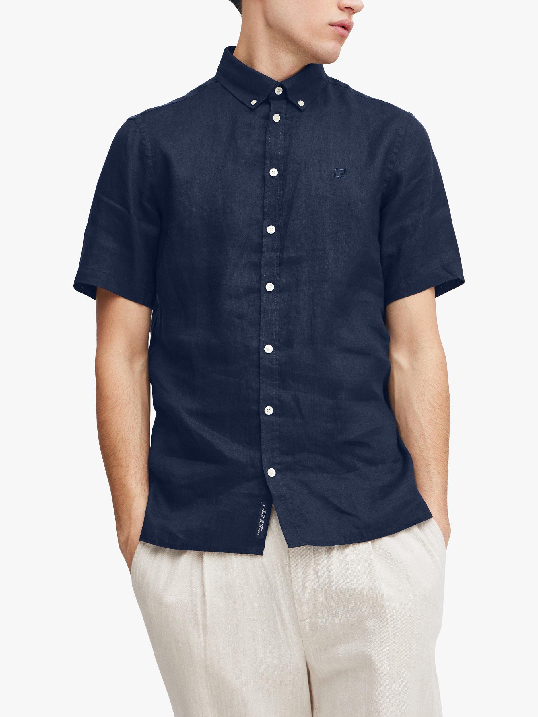 Casual Friday Anton Short Sleeve Linen Shirt, Navy Blazer