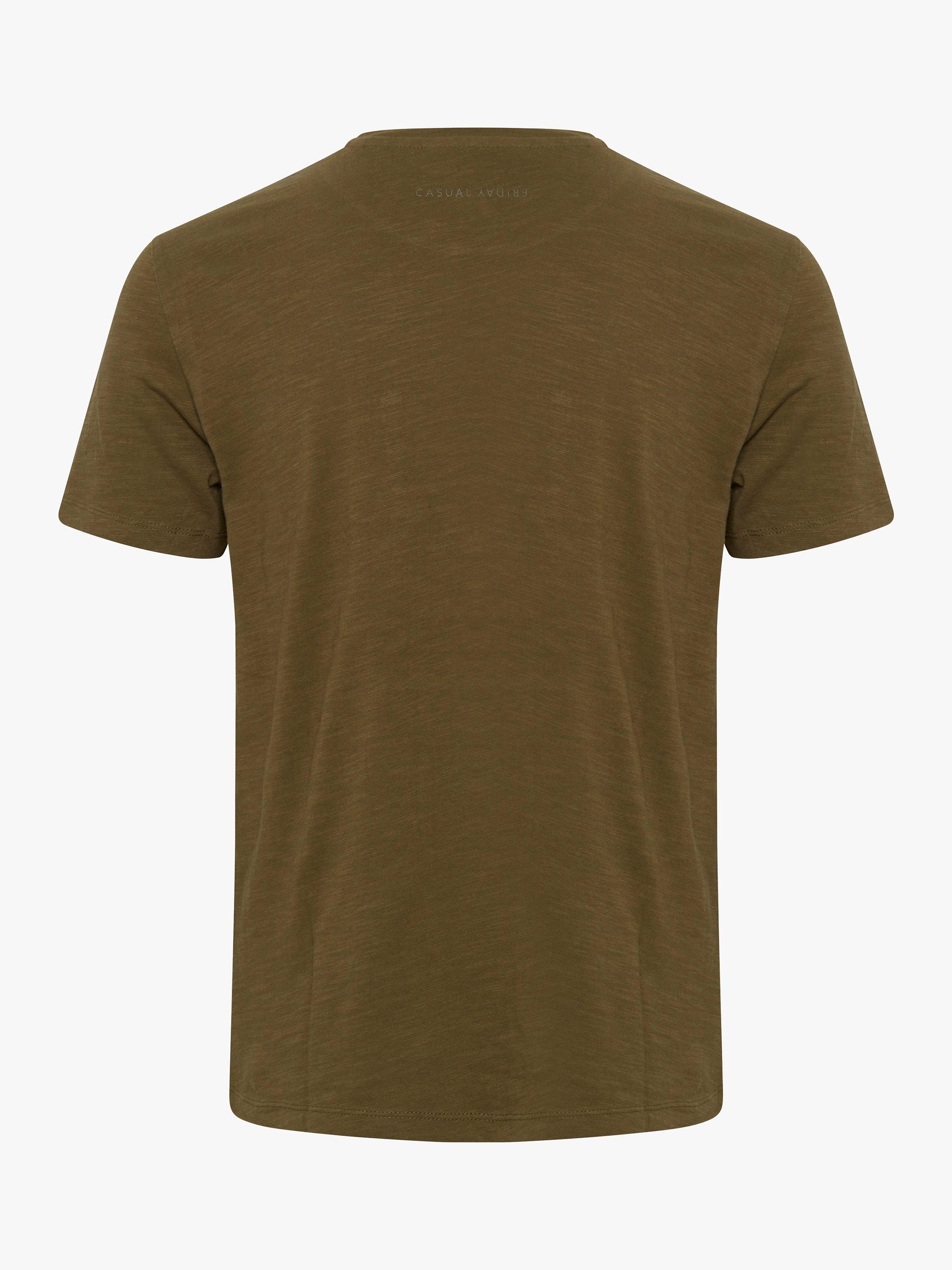 Product image 2 of 3, which shows Casual Friday Thor Short Sleeve Slub Yarn T-Shirt, Dark Olive, S