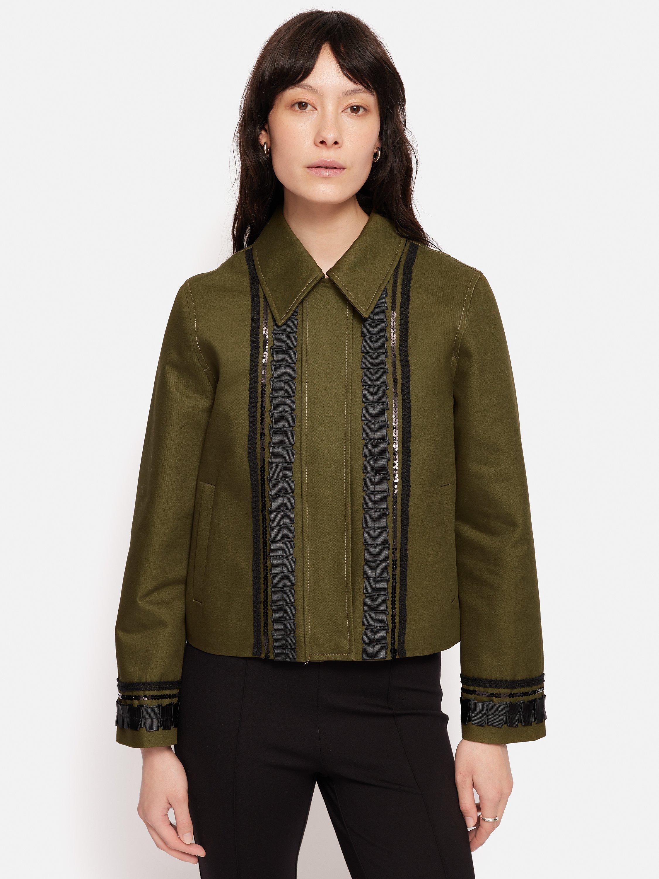 Product image 1 of 7, which shows Jigsaw Trim Detail Jacket, Khaki, 12