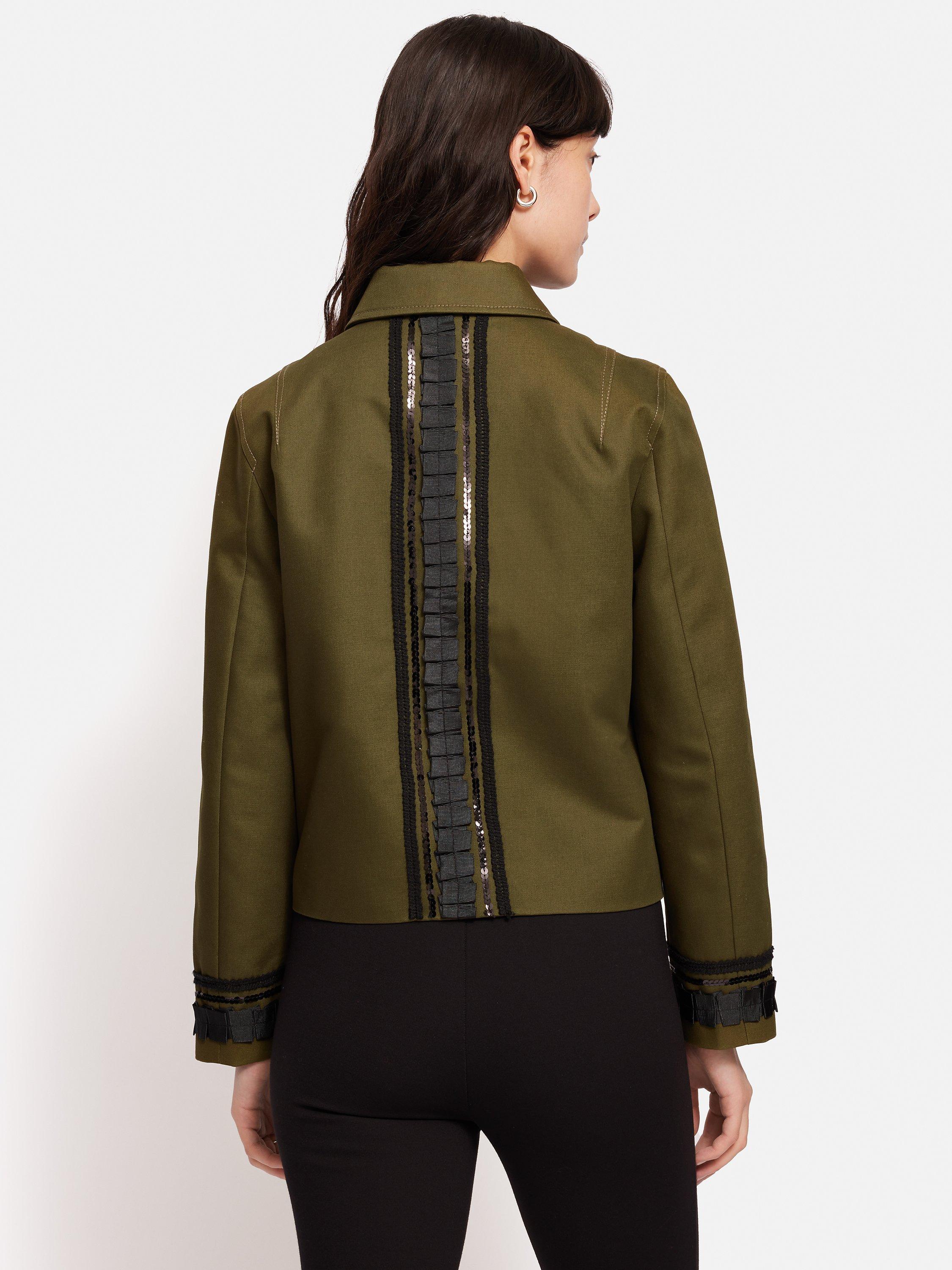 Product image 2 of 7, which shows Jigsaw Trim Detail Jacket, Khaki, 12