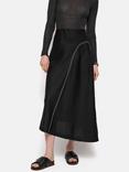 Jigsaw Linen Bias Cut Midi Skirt, Black