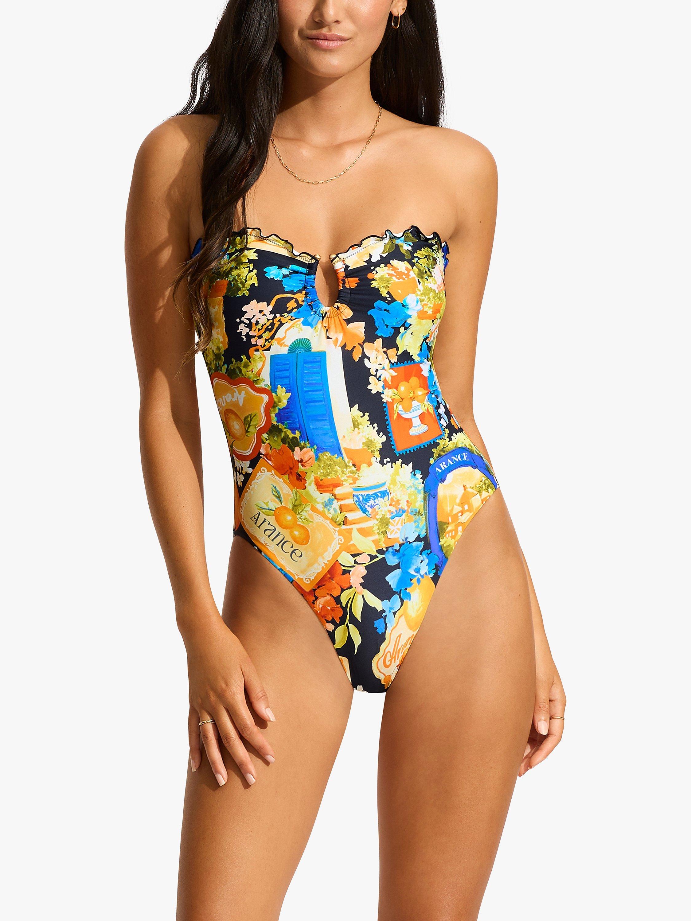 Seafolly Ciaobella Bandeau Swimsuit, True Navy