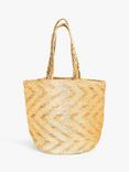 Bloom & Bay Whitley Jute Chevron Basket Bag, Natural