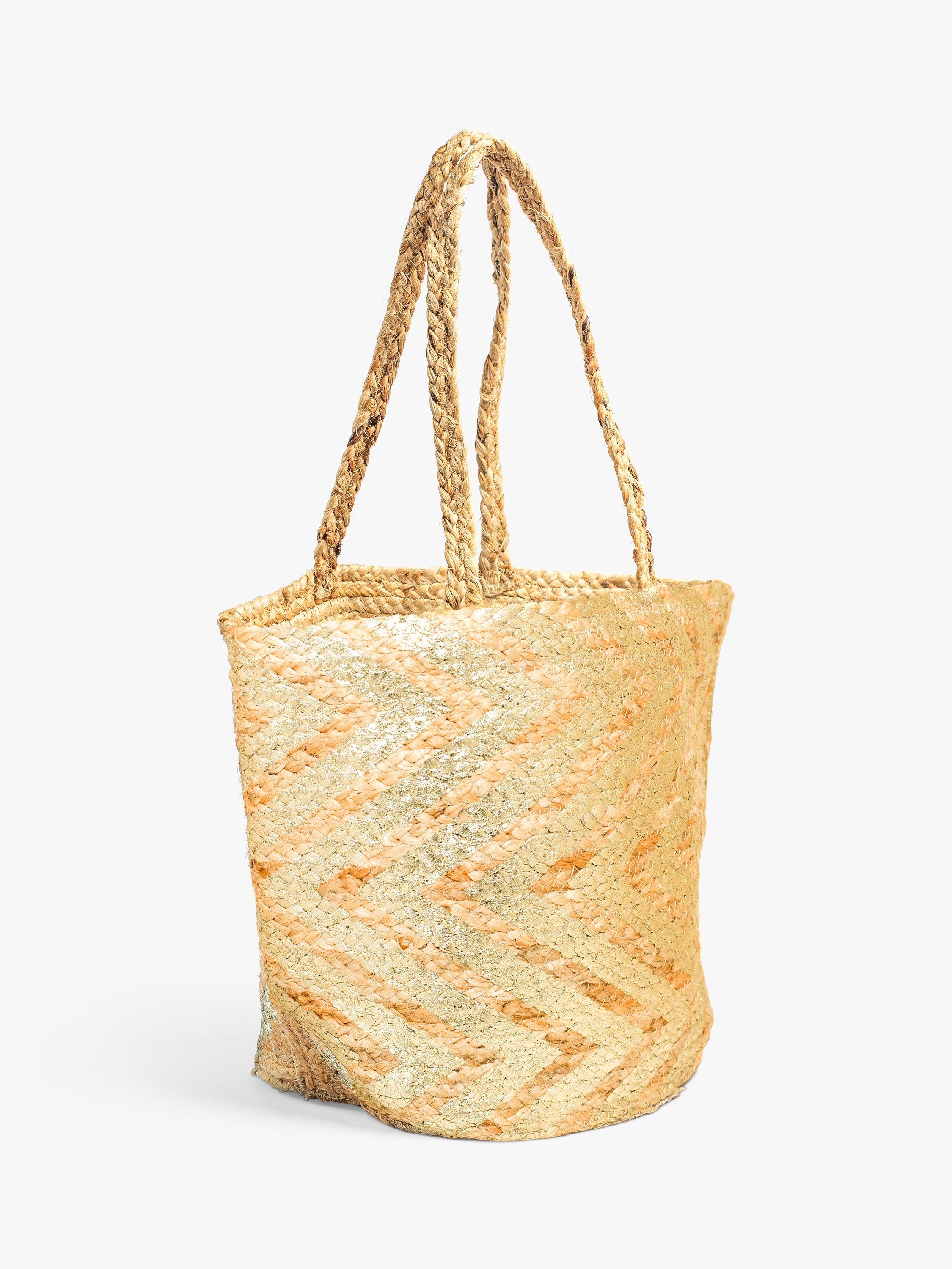 Product image 2 of 3, which shows Bloom & Bay Whitley Jute Chevron Basket Bag, Natural, One Size