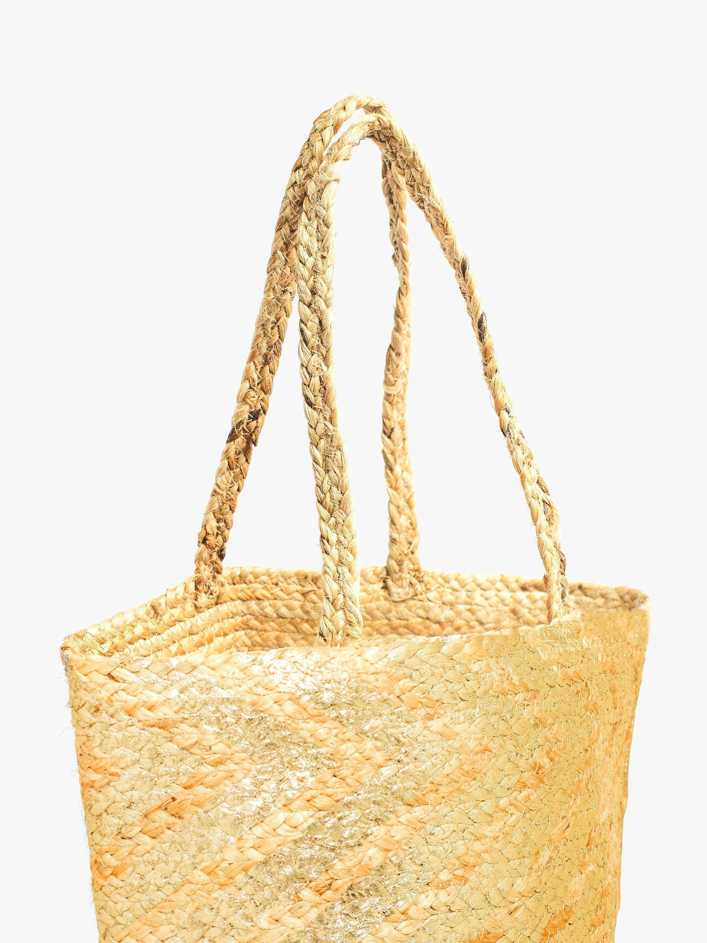 Product image 3 of 3, which shows Bloom & Bay Whitley Jute Chevron Basket Bag, Natural, One Size