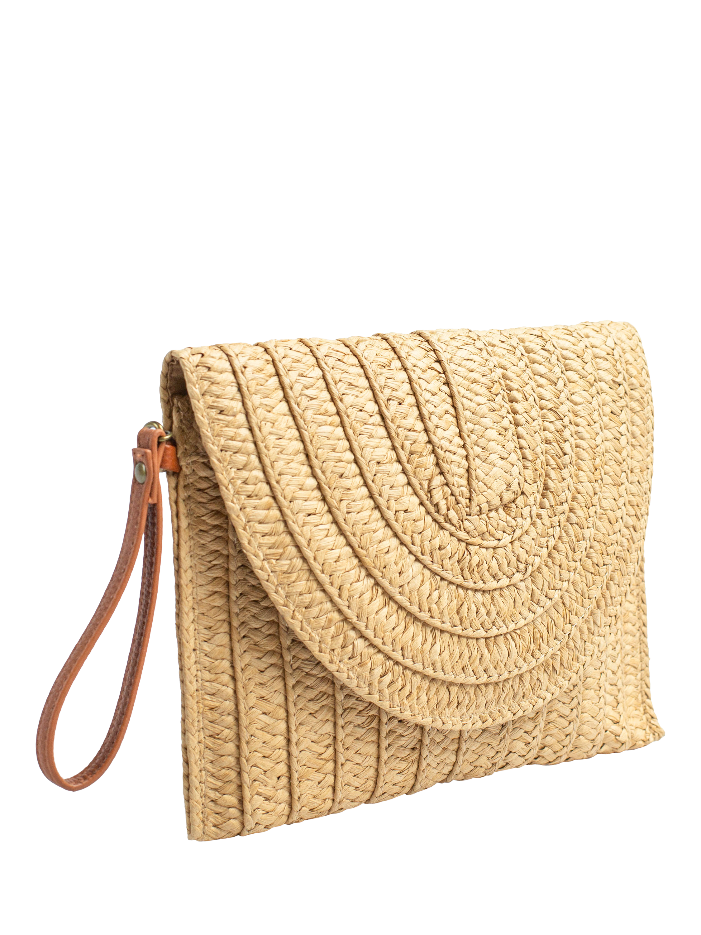 Product image 2 of 6, which shows Bloom & Bay Bigbury Straw Clutch Bag, Natural, One Size