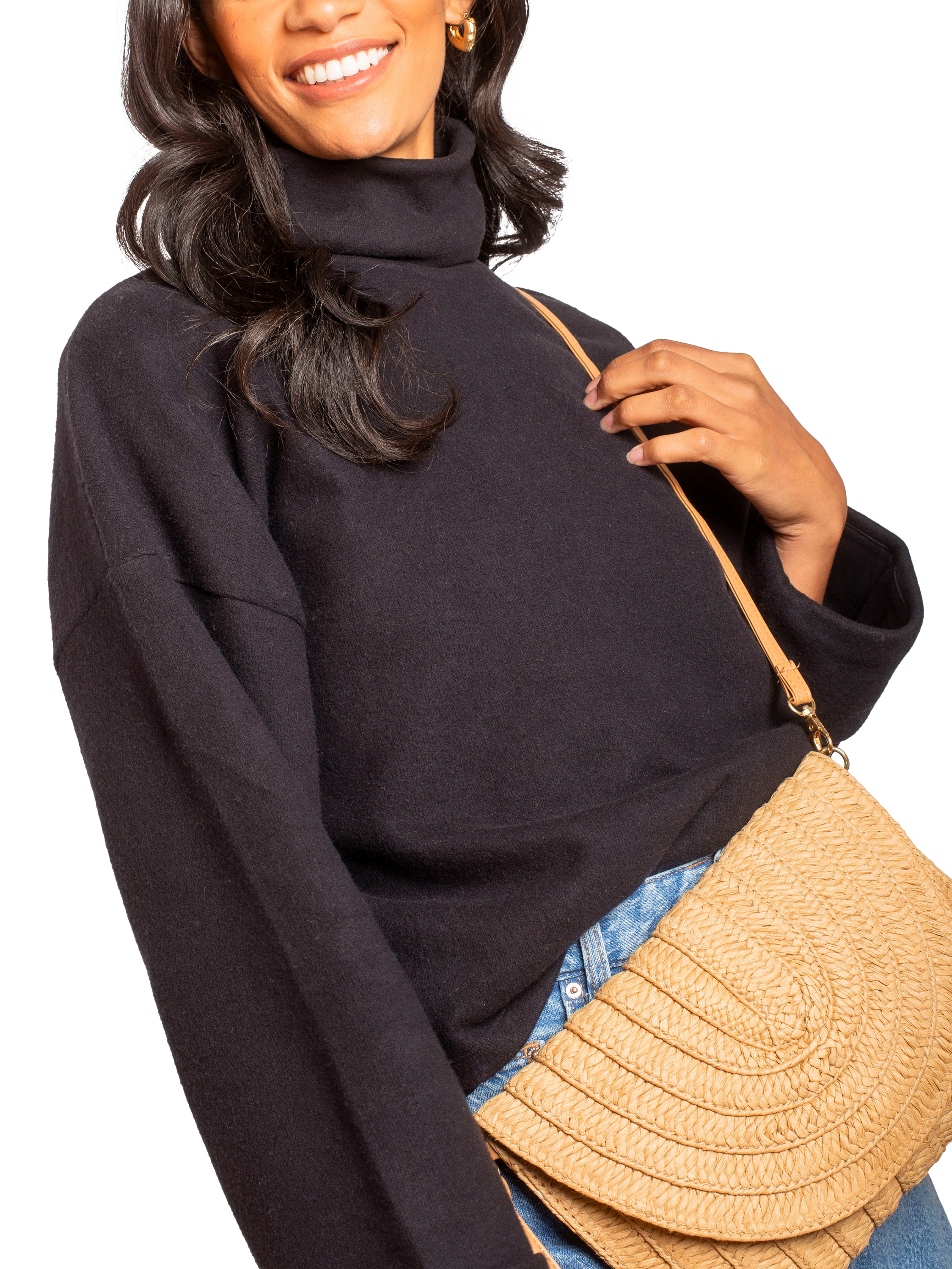 Product image 6 of 6, which shows Bloom & Bay Bigbury Straw Clutch Bag, Natural, One Size
