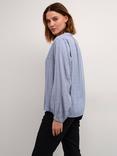 KAFFE Alice Check Notch Neck Long Sleeve Blouse