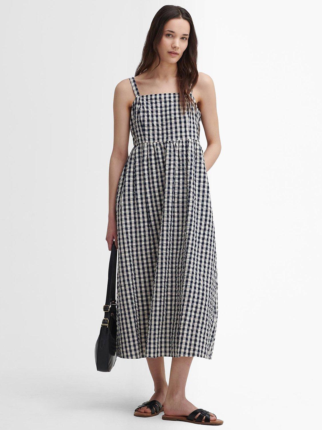 Barbour Abigail Gingham Midi Dress, Summer Navy