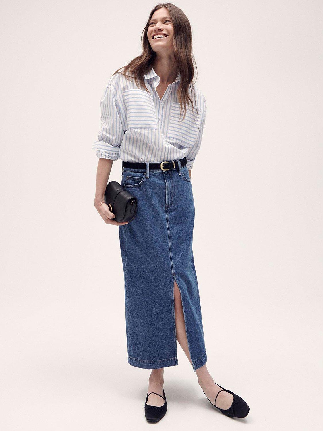 Barbour Ella Denim Midi Skirt Authentic