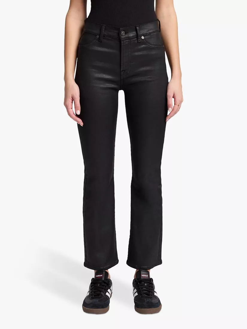 7 For All Mankind High Rise Cropped Coated Jeans Black