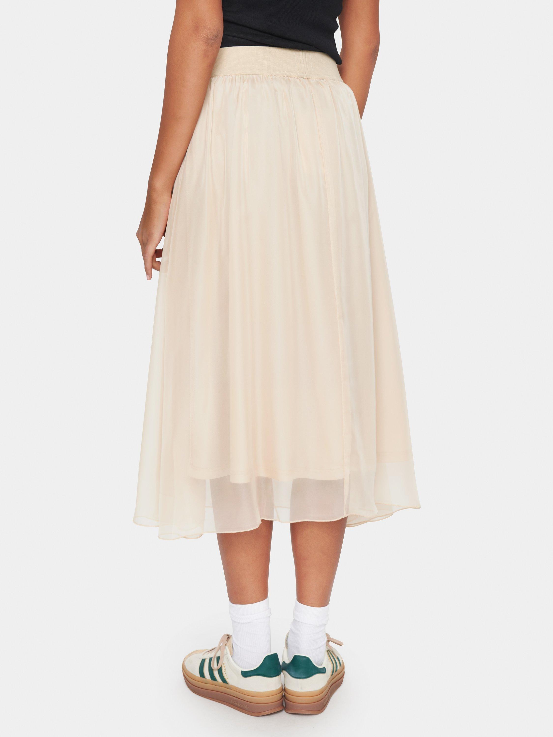 Product image 2 of 6, which shows Saint Tropez Coral Midi Chiffon Skirt, Creme, L