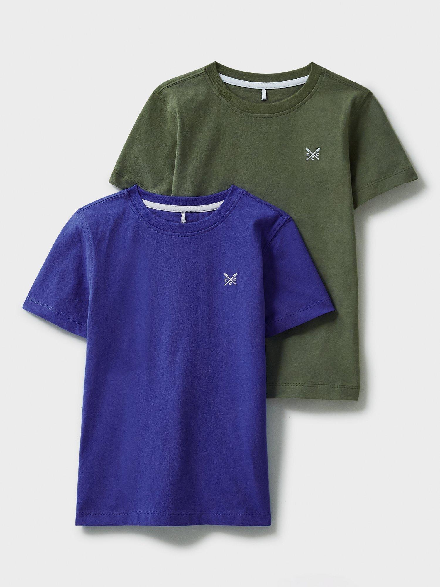 Crew Clothing Kids' Classic T-Shirts, Pack of 2, Khaki/Blue