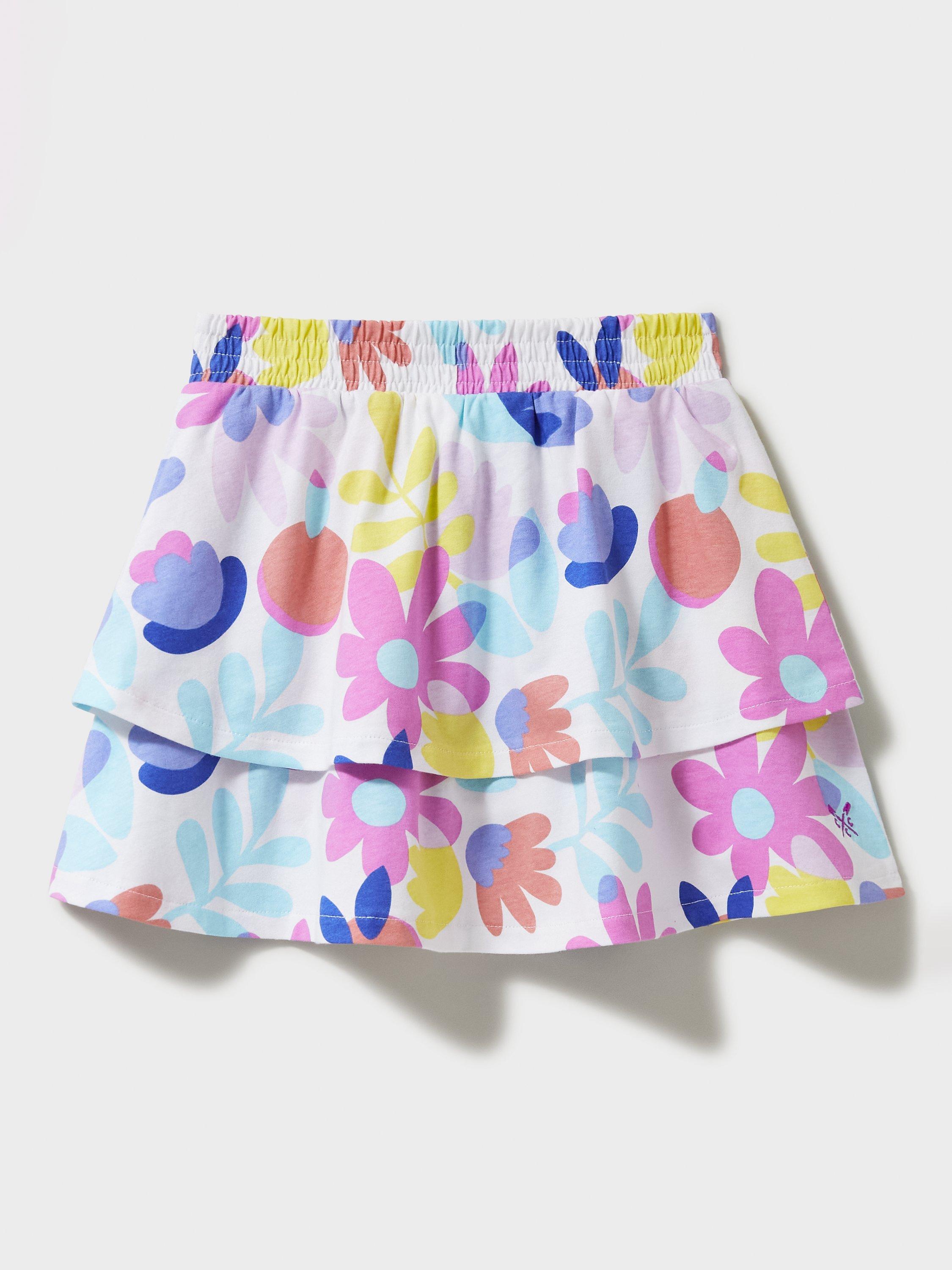 Crew Clothing Kids' Cotton Floral Print Skort, Multi/White