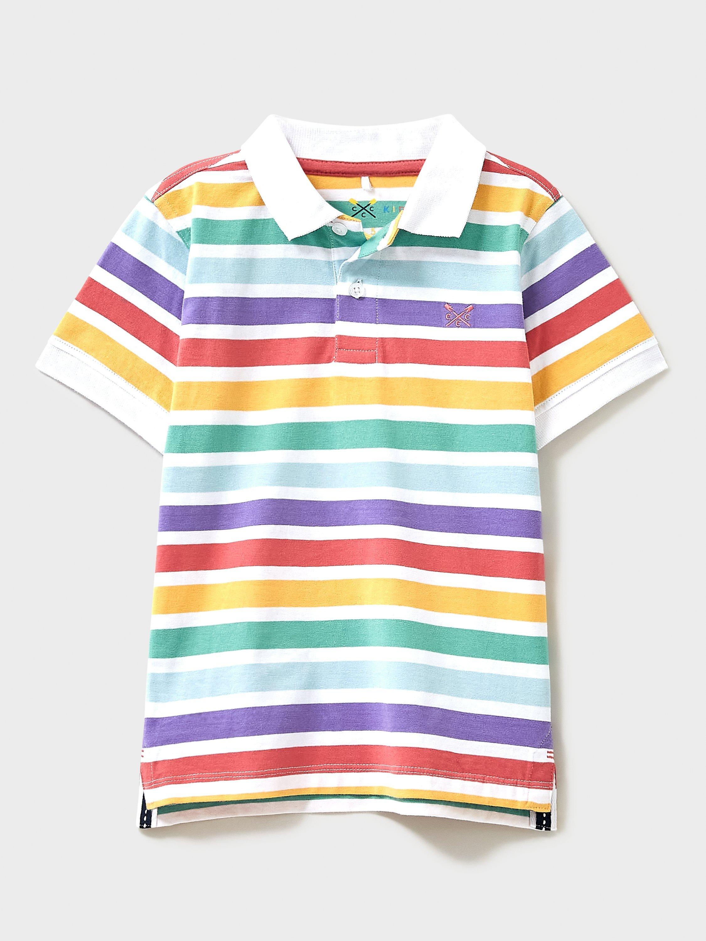 Crew Clothing Kids' Yarn Dye Stripe Jersey Polo Shirt, Multi