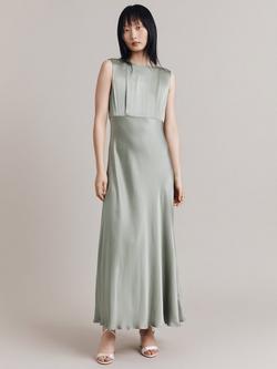 Ghost Aurelie Tie Back Satin Midiaxi Dress, Green