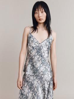 Ghost Kayla Snake Print Bias Cut Satin Cami, White/Multi, White/Multi