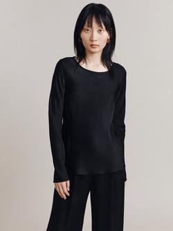 Ghost Alix Long Sleeve Satin Top, Black