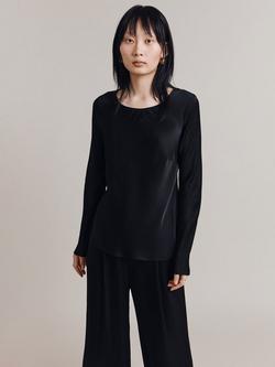 Ghost Alix Long Sleeve Satin Top - view 2, Black