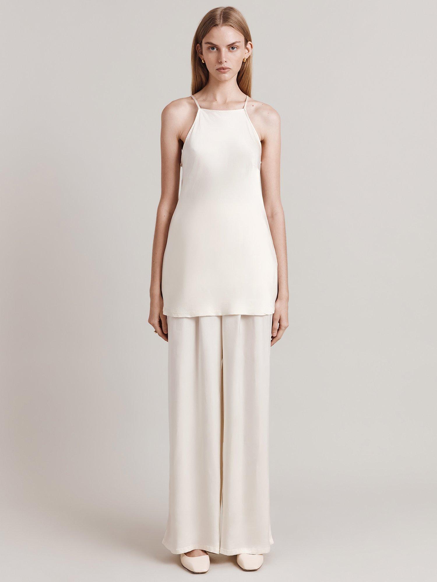 Product image 2 of 3, which shows Ghost Juliette Halterneck Satin Top, Ivory, XS