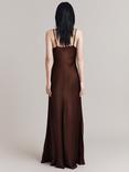 Ghost Eden Slip Maxi Satin Dress, Dark Brown