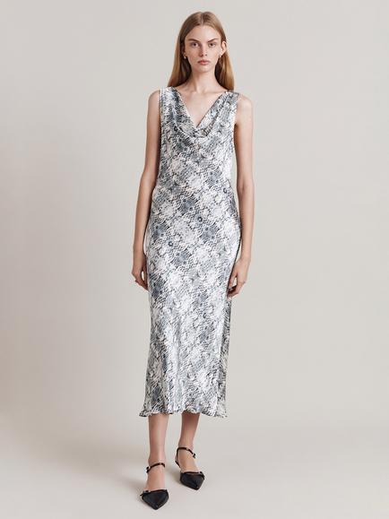 Ghost Olive Slip Midi Dress, Blue Snake - view 2, Blue Snake