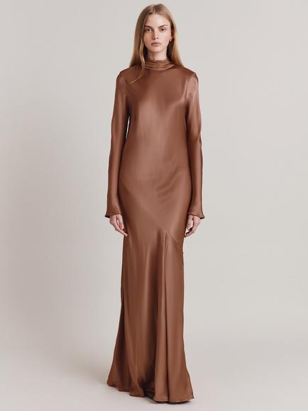 Ghost Rayna High Neck Low Back Maxi Dress, Amber