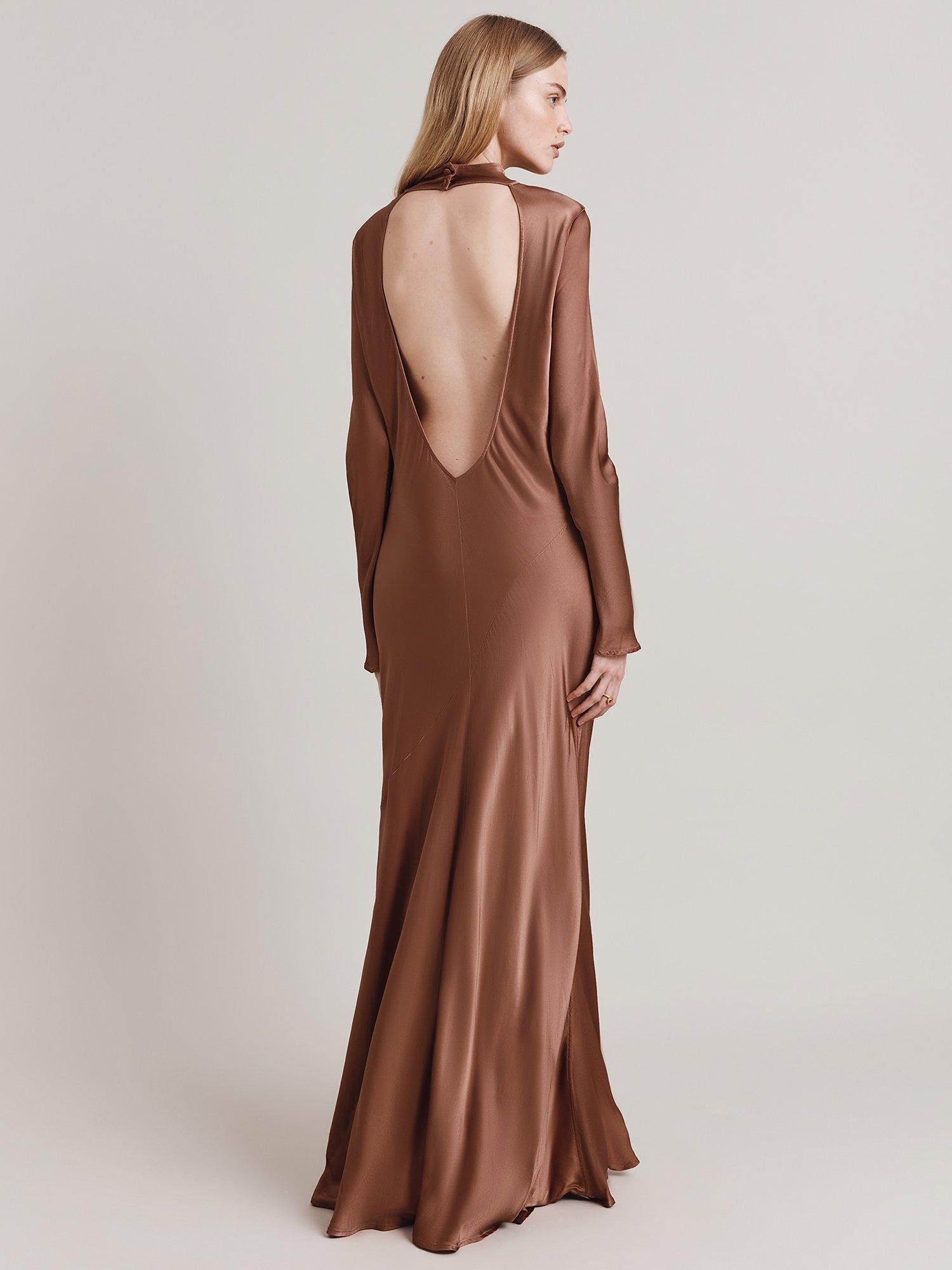 Product image 4 of 4, which shows Ghost Rayna High Neck Low Back Maxi Dress, Amber, XL