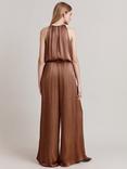 Ghost Elsie Wide Leg Satin Jumpsuit, Amber