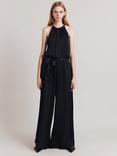 Ghost Elsie Wide Leg Satin Jumpsuit, Black