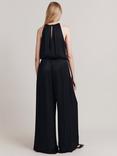 Ghost Elsie Wide Leg Satin Jumpsuit, Black