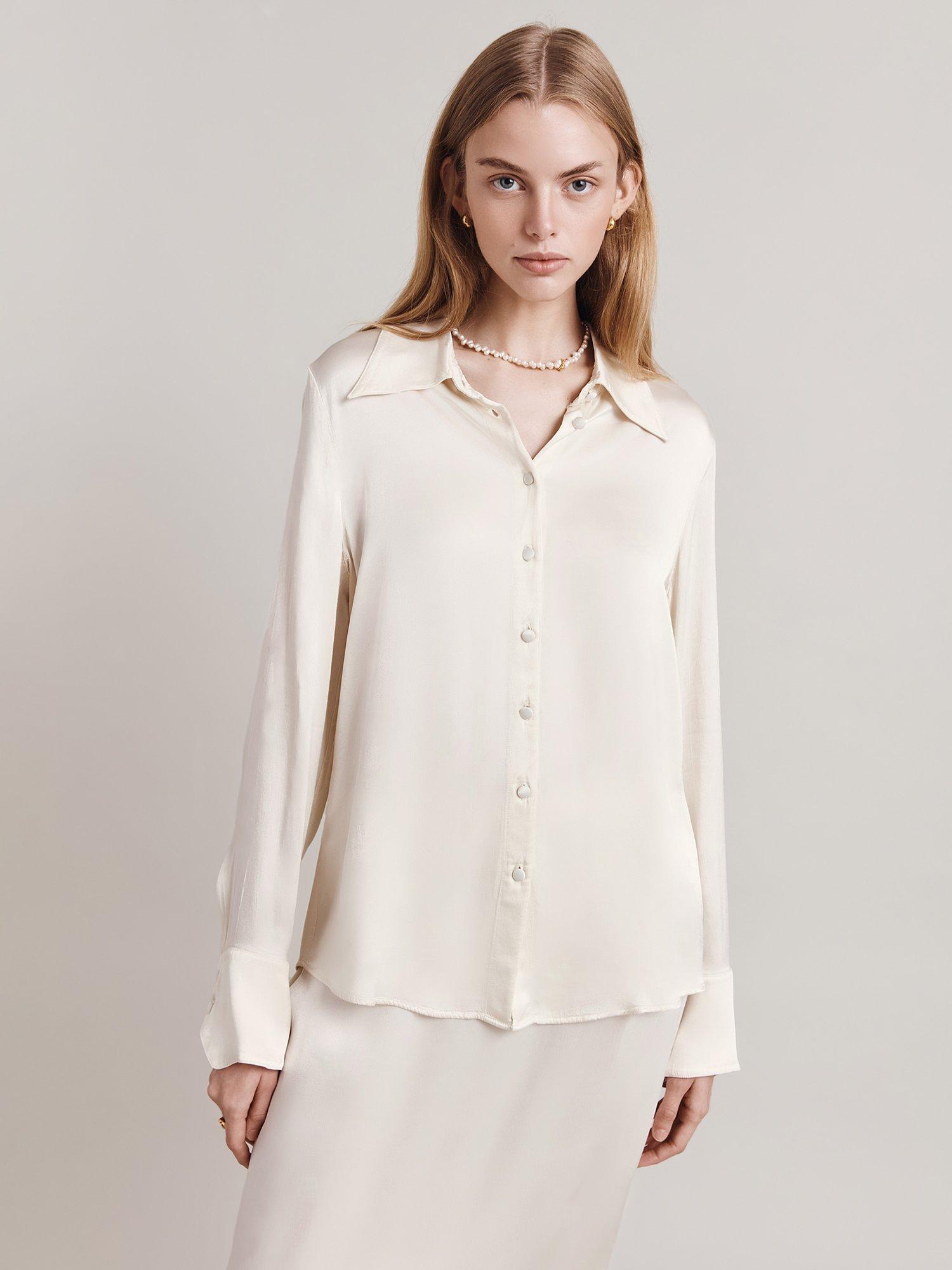 Ghost Asya Satin Shirt, Ivory