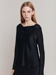 Ghost Isabella Cowl Neck Satin Blouse, Black