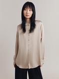 Ghost Lila Relaxed Satin Shirt, Light Putty