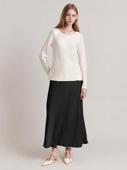 Ghost Colette Satin Skirt, Black, Black