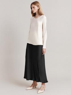 Ghost Colette Satin Skirt, Black - view 2, Black