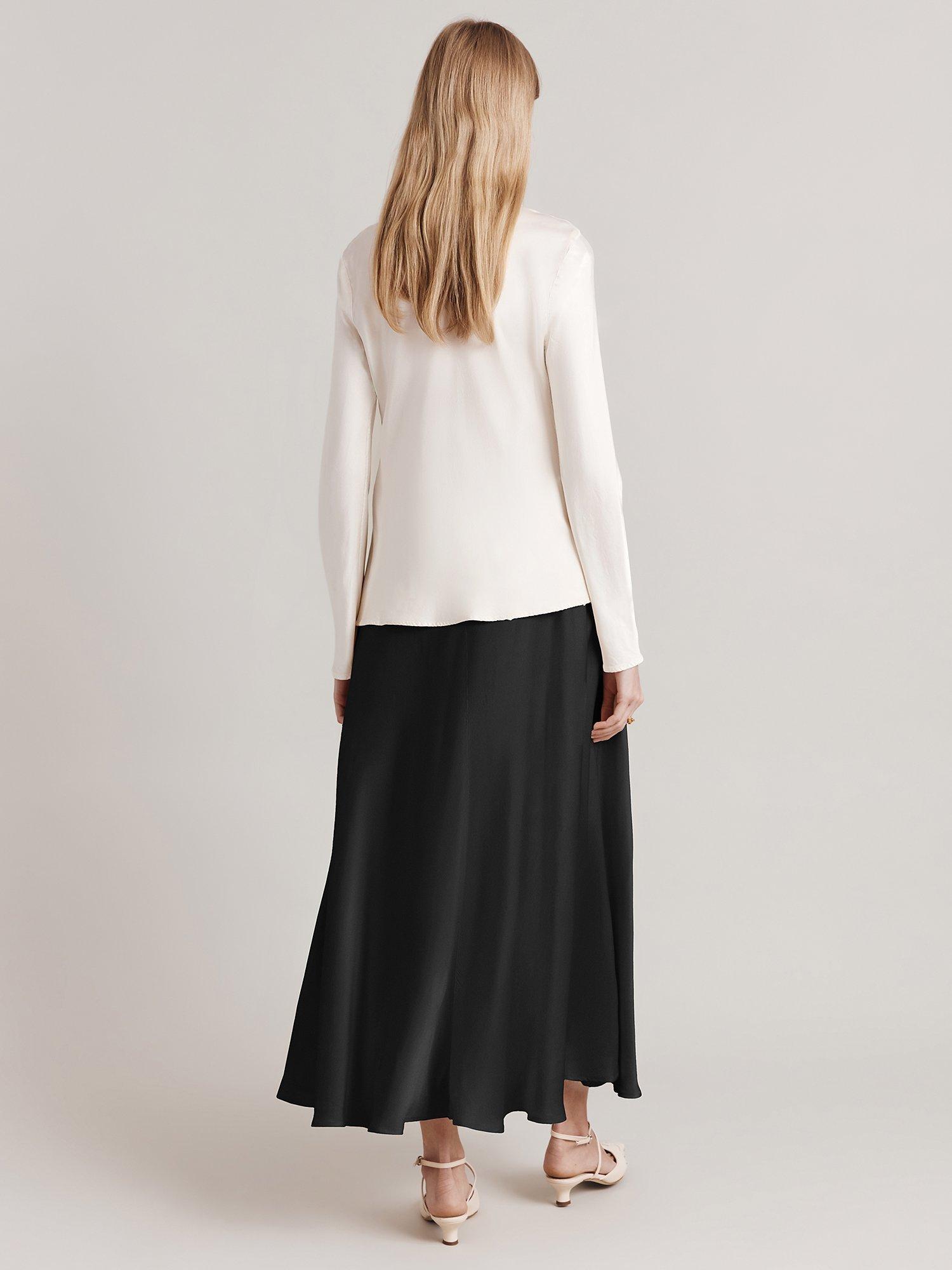 Product image 4 of 4, which shows Ghost Colette Satin Skirt, Black, XS