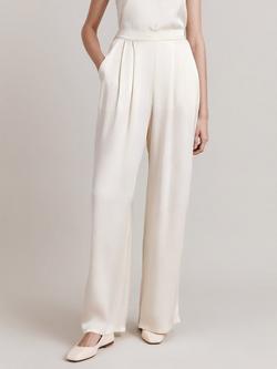 Ghost Celine Wide Leg Satin Trousers - view 2, Ivory