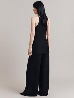 Ghost Celine Wide Leg Satin Trousers - view 2, Black