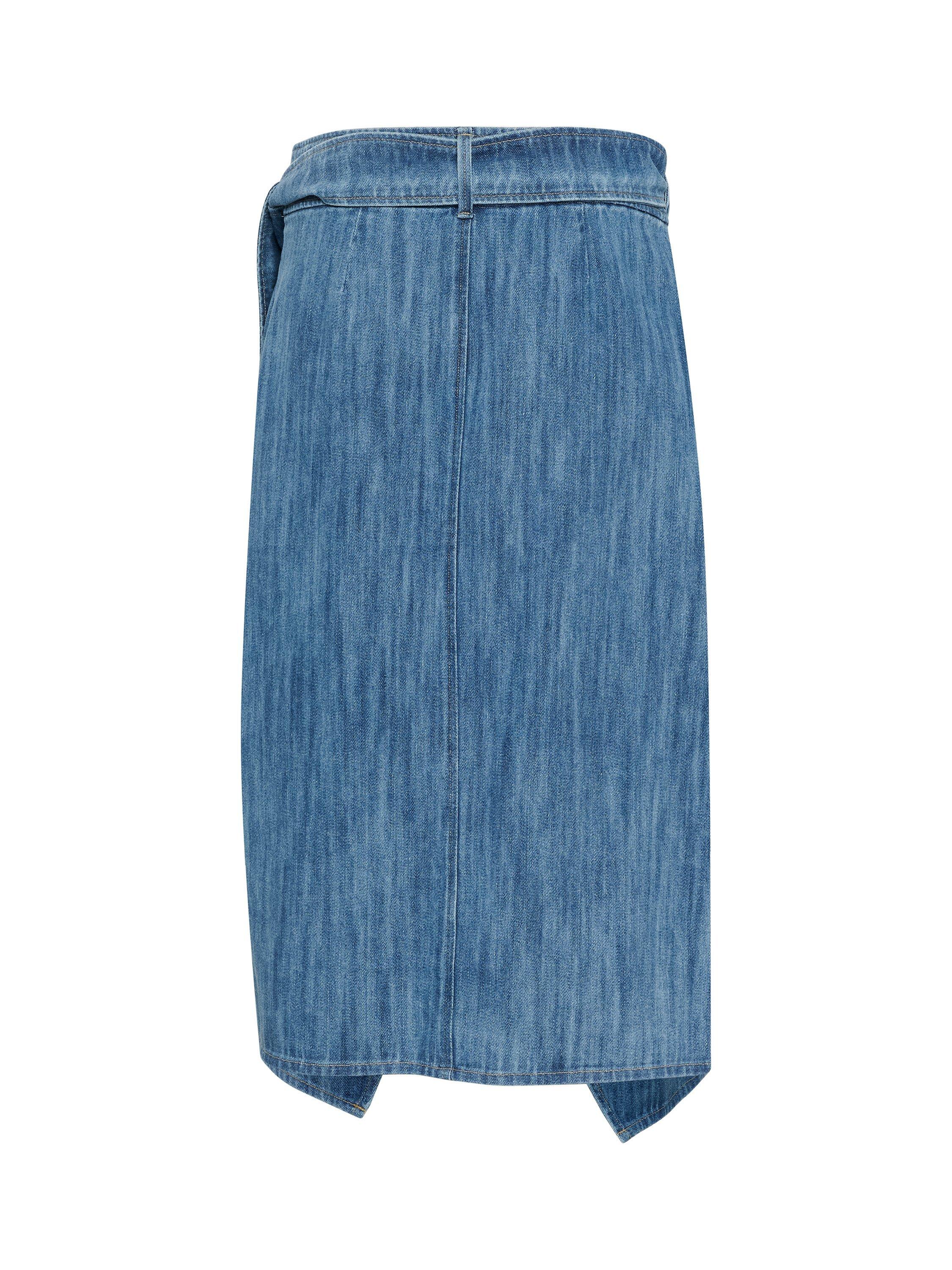 Product image 5 of 6, which shows Soaked In Luxury Alba Wrap Denim Midi Skirt, Classic Blue Denim, M