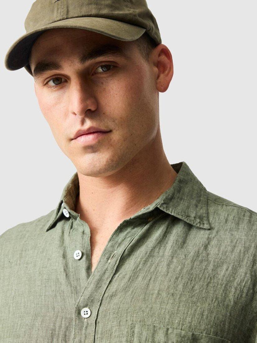 Product image 3 of 5, which shows Rodd & Gunn Palm Beach Linen Slim Fit Short Sleeve Shirt, Ash, XS