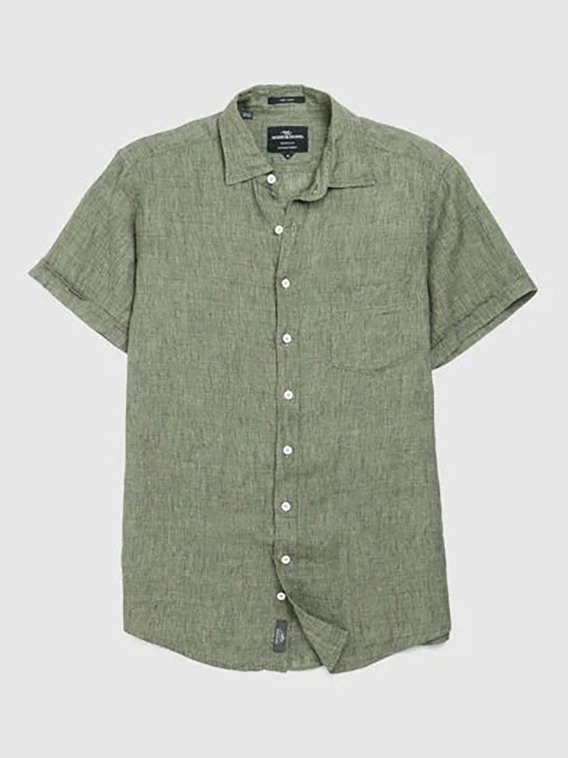 Product image 4 of 5, which shows Rodd & Gunn Palm Beach Linen Slim Fit Short Sleeve Shirt, Ash, XS