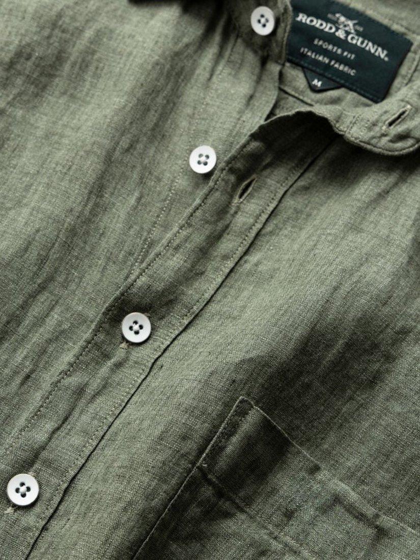 Product image 5 of 5, which shows Rodd & Gunn Palm Beach Linen Slim Fit Short Sleeve Shirt, Ash, XS